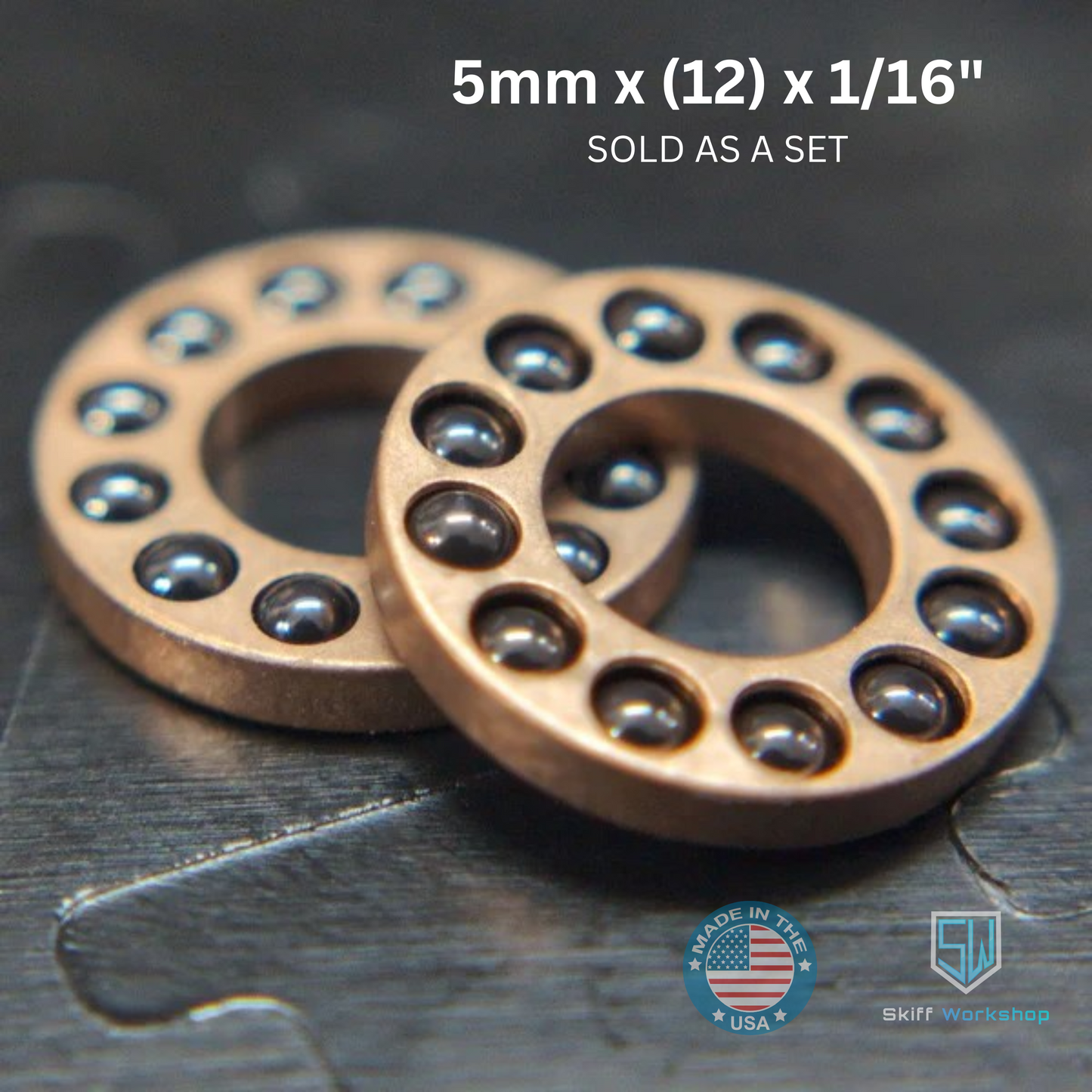 Cage Bearings - Pivot: 5mm Ceramic Bearings: 1/16 in (12 ball)